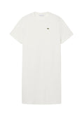 LACOSTE WOMEN Oversized Cotton T-Shirt Dress White - MAISONDEFASHION.COM