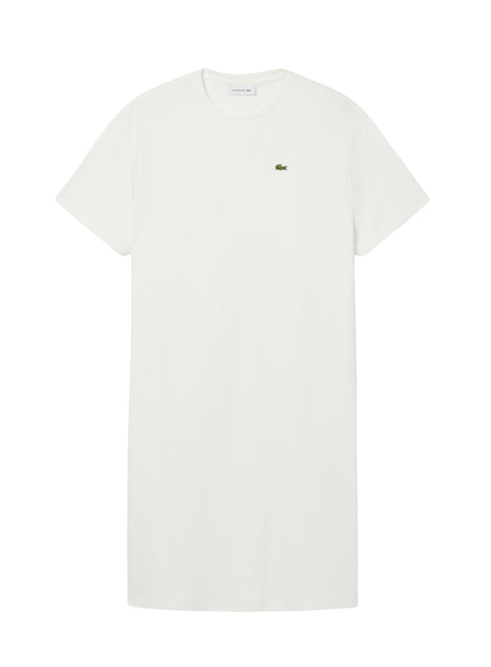 LACOSTE WOMEN Oversized Cotton T-Shirt Dress White - MAISONDEFASHION.COM