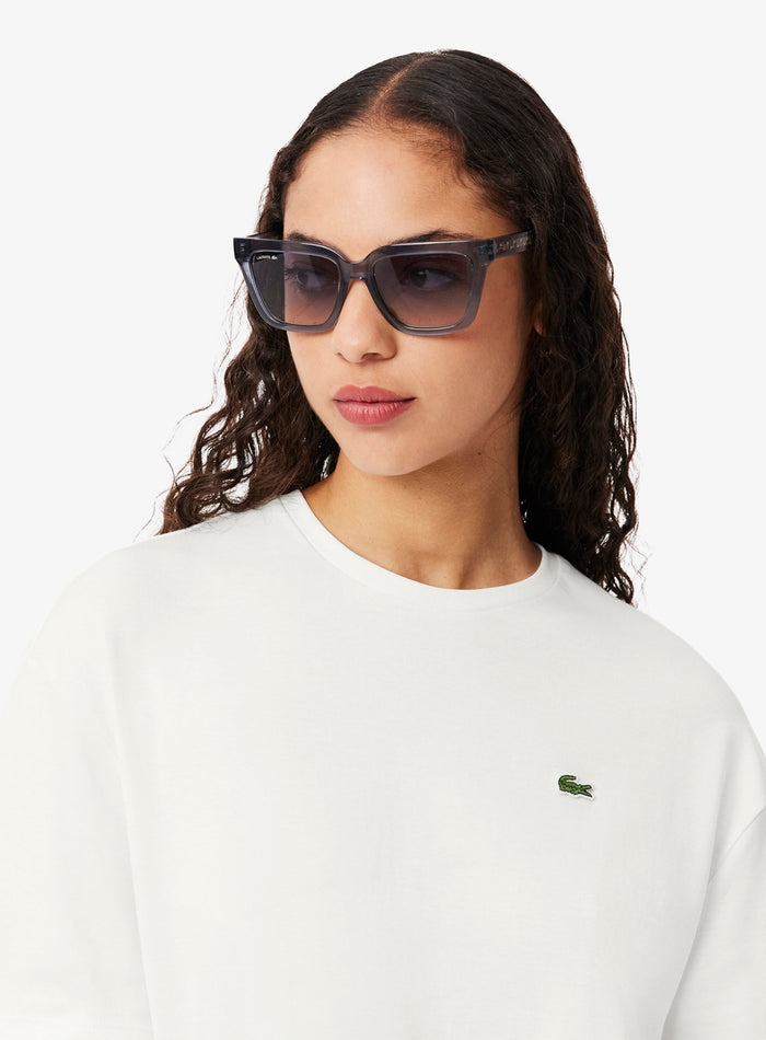 LACOSTE WOMEN Oversized Cotton T-Shirt Dress White - MAISONDEFASHION.COM