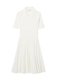 LACOSTE WOMEN Pleated Polo Collar Dress White - MAISONDEFASHION.COM