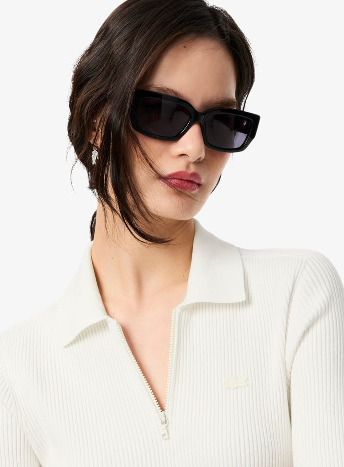 LACOSTE WOMEN Pleated Polo Collar Dress White - MAISONDEFASHION.COM