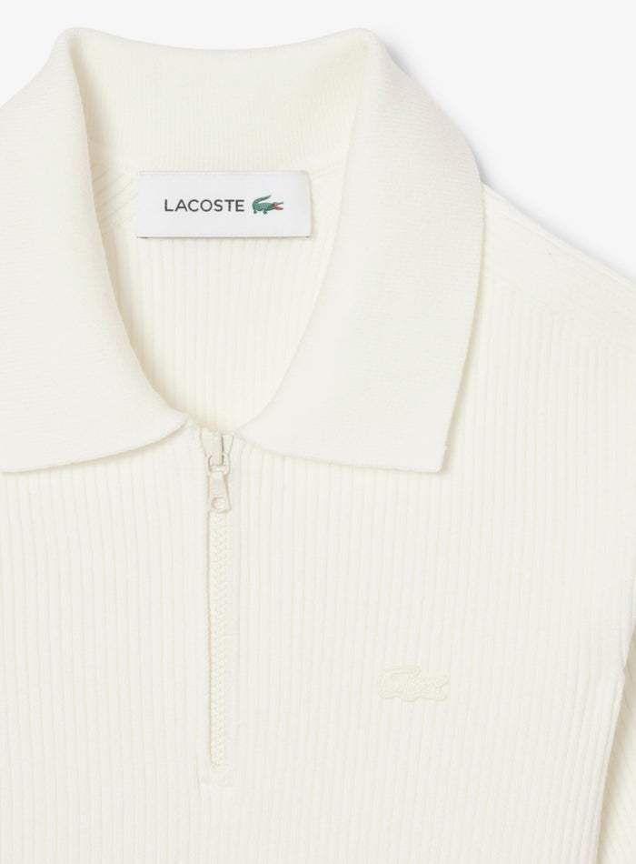 LACOSTE WOMEN Pleated Polo Collar Dress White - MAISONDEFASHION.COM