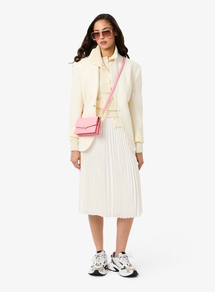 LACOSTE WOMEN Pleated Satin Midi Skirt White - MAISONDEFASHION.COM