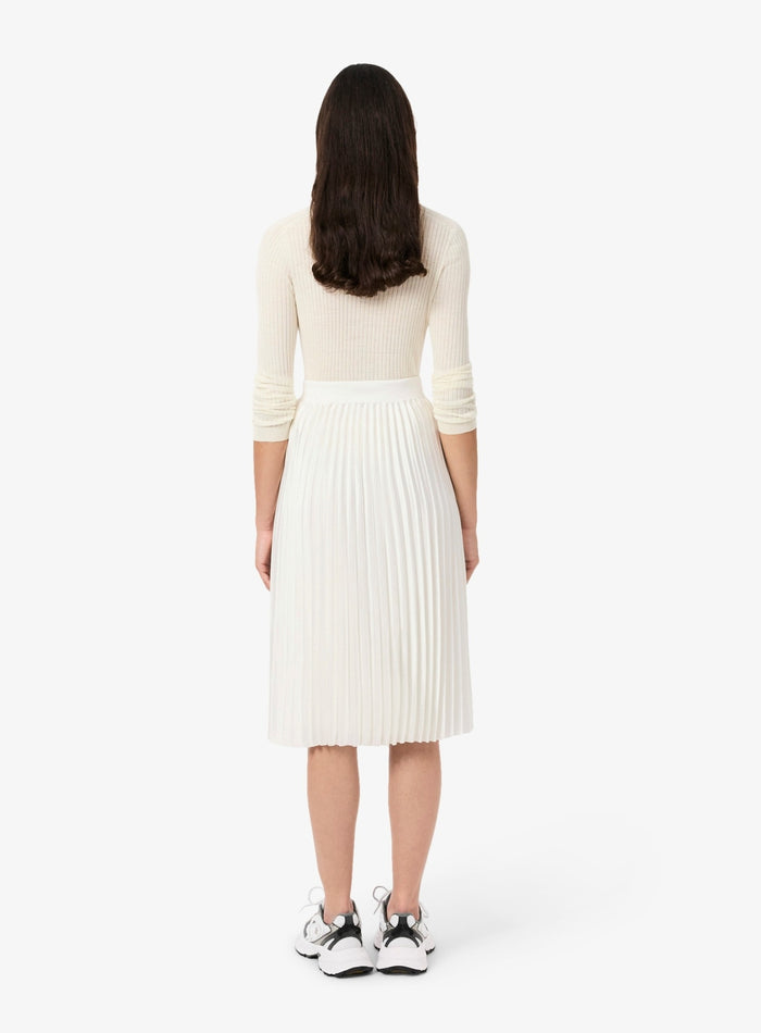 LACOSTE WOMEN Pleated Satin Midi Skirt White - MAISONDEFASHION.COM