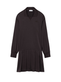 LACOSTE WOMEN Pleated Satin Polo Dress Brown - MAISONDEFASHION.COM
