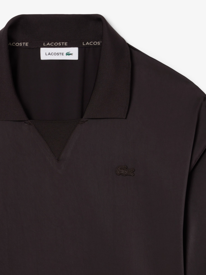LACOSTE WOMEN Pleated Satin Polo Dress Brown - MAISONDEFASHION.COM