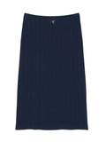 LACOSTE WOMEN Pointelle Knit Cotton Midi Skirt Midnight Blue