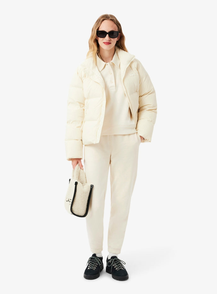 LACOSTE WOMEN Polo Collar Sweatshirt Ecru White - MAISONDEFASHION.COM