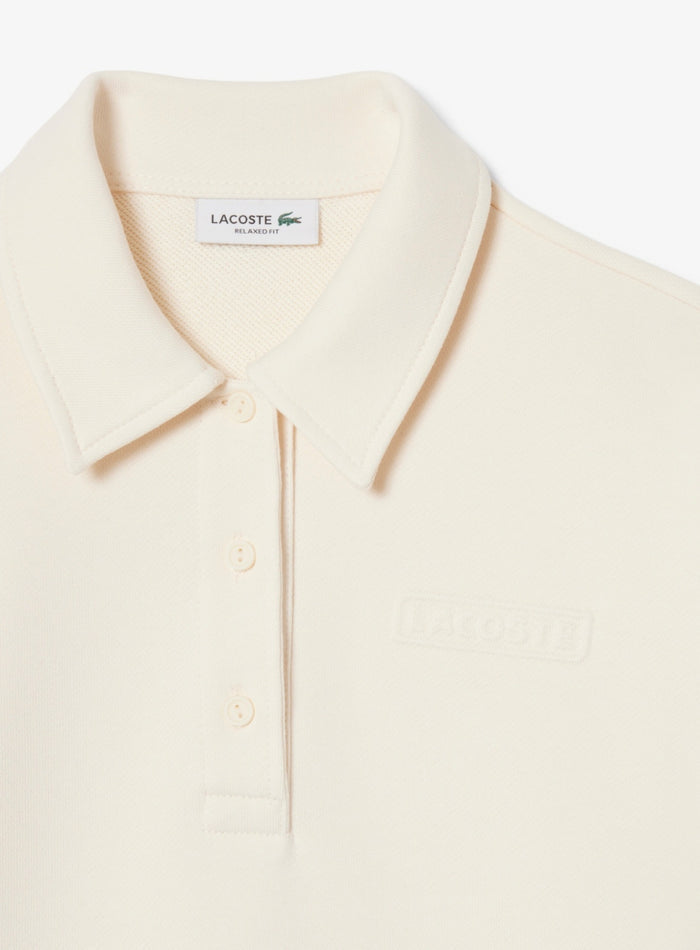 LACOSTE WOMEN Polo Collar Sweatshirt Ecru White - MAISONDEFASHION.COM