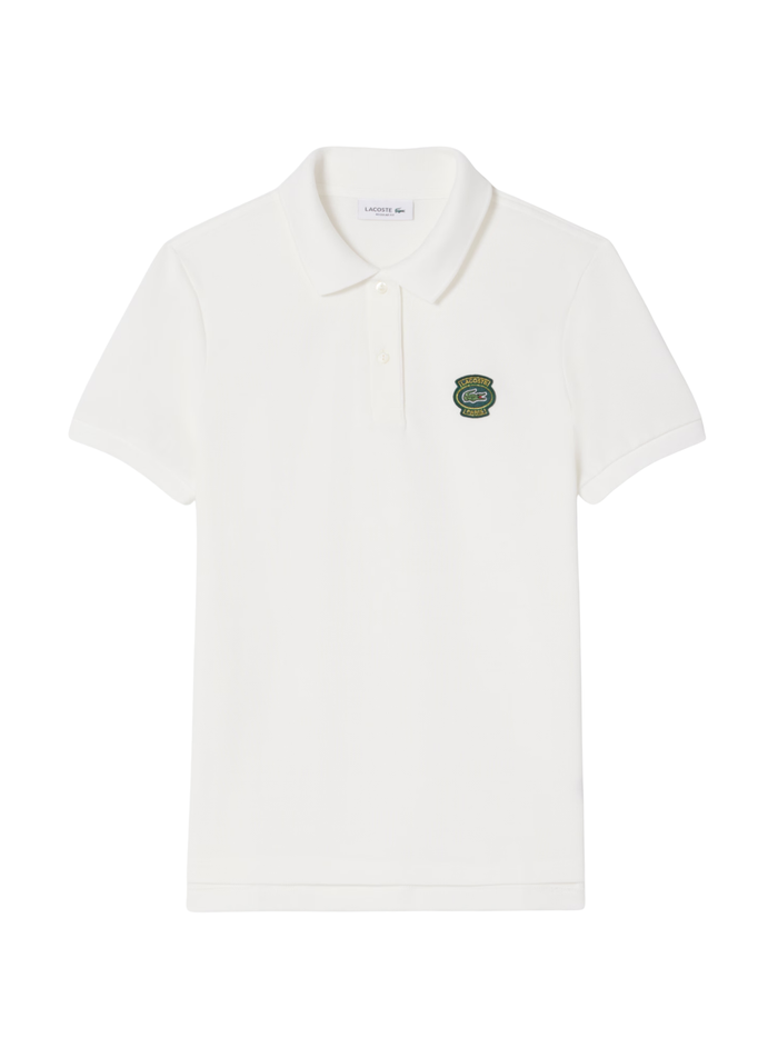 LACOSTE WOMEN Regular Fit Petit Piqué Badge Polo Shirt White - MAISONDEFASHION.COM