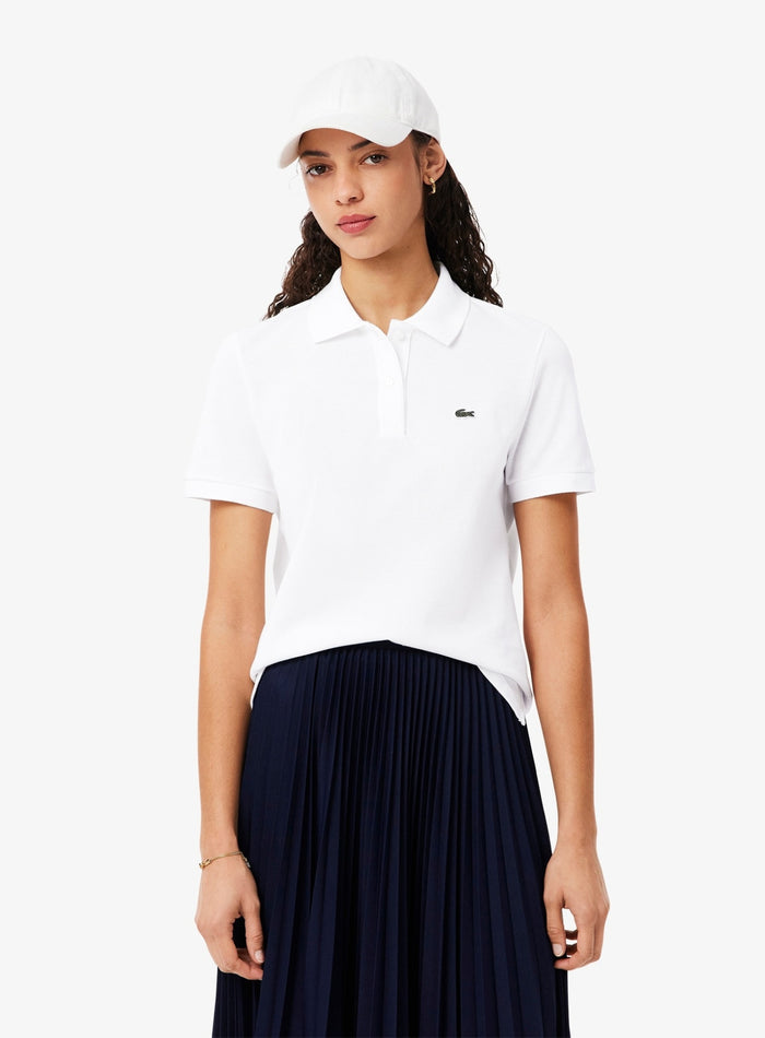 LACOSTE WOMEN Regular Fit Supple Petit Piqué Polo Shirt White - MAISONDEFASHION.COM