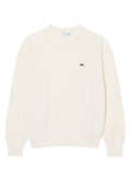 LACOSTE WOMEN Relaxed Fit Cotton Crew Neck Sweater White - MAISONDEFASHION.COM