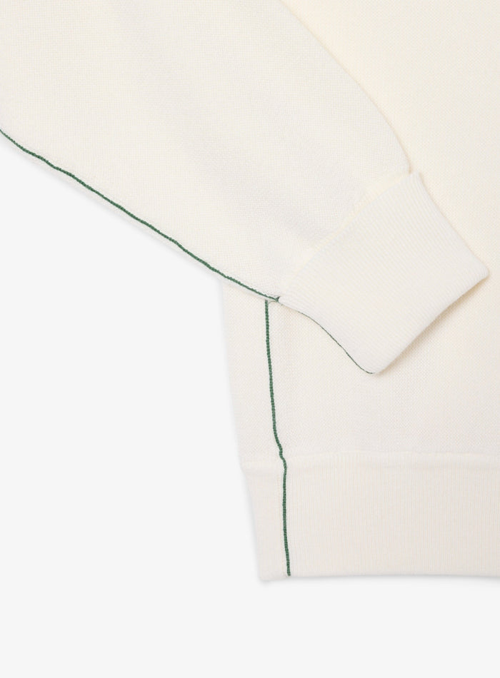 LACOSTE WOMEN Relaxed Fit Cotton Crew Neck Sweater White - MAISONDEFASHION.COM