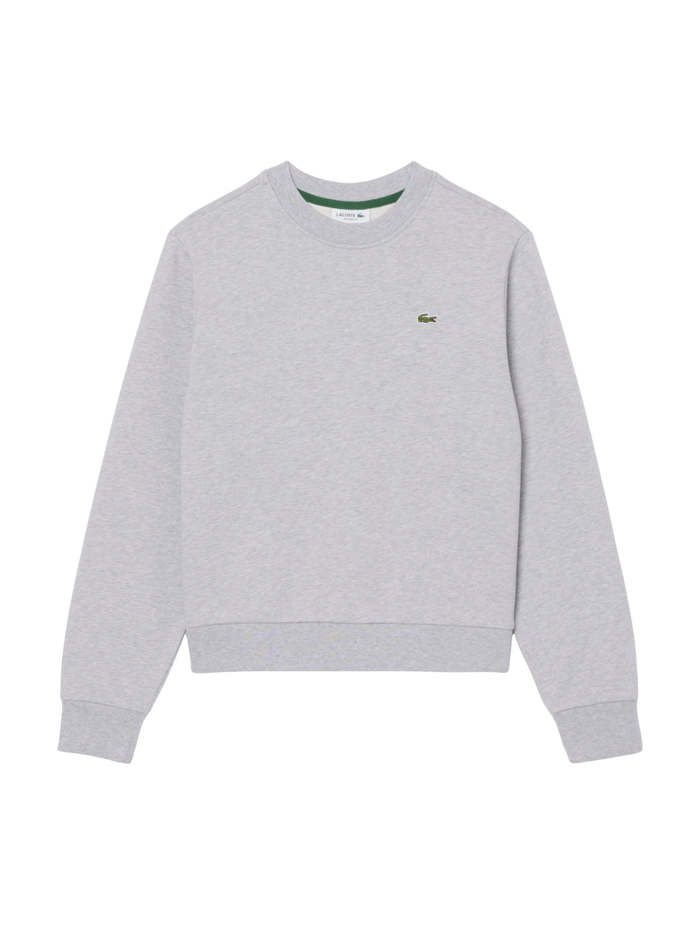 LACOSTE WOMEN Relaxed Fit Fleece Crew Neck Sweatshirt Light Grey - MAISONDEFASHION.COM
