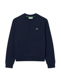 LACOSTE WOMEN Relaxed Fit Fleece Crew Neck Sweatshirt Midnight Blue - MAISONDEFASHION.COM