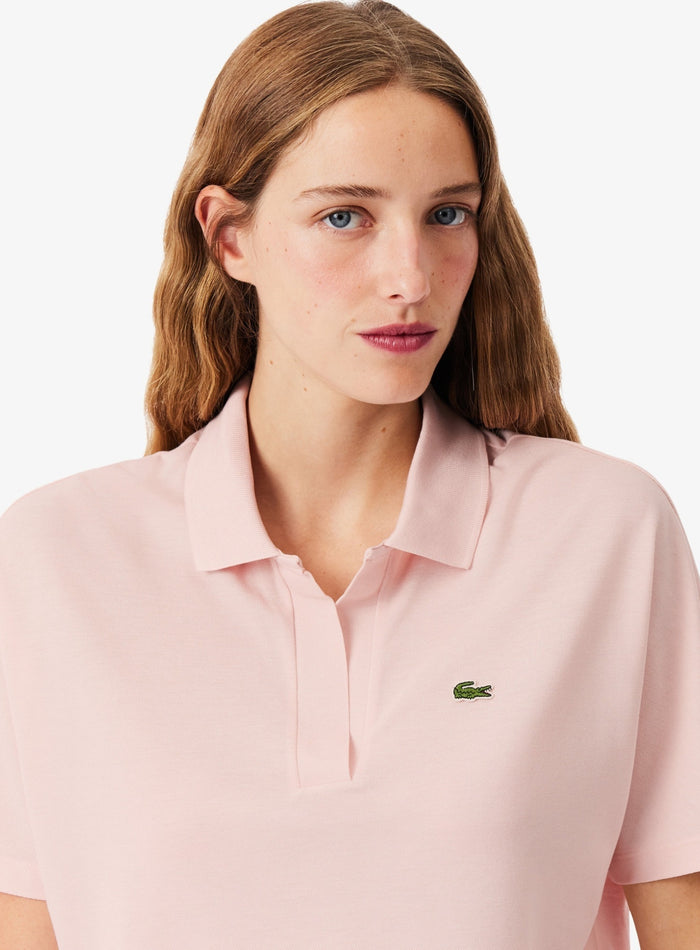 LACOSTE WOMEN Relaxed Fit Fluid Piqué Polo Shirt Light Pink - MAISONDEFASHION.COM