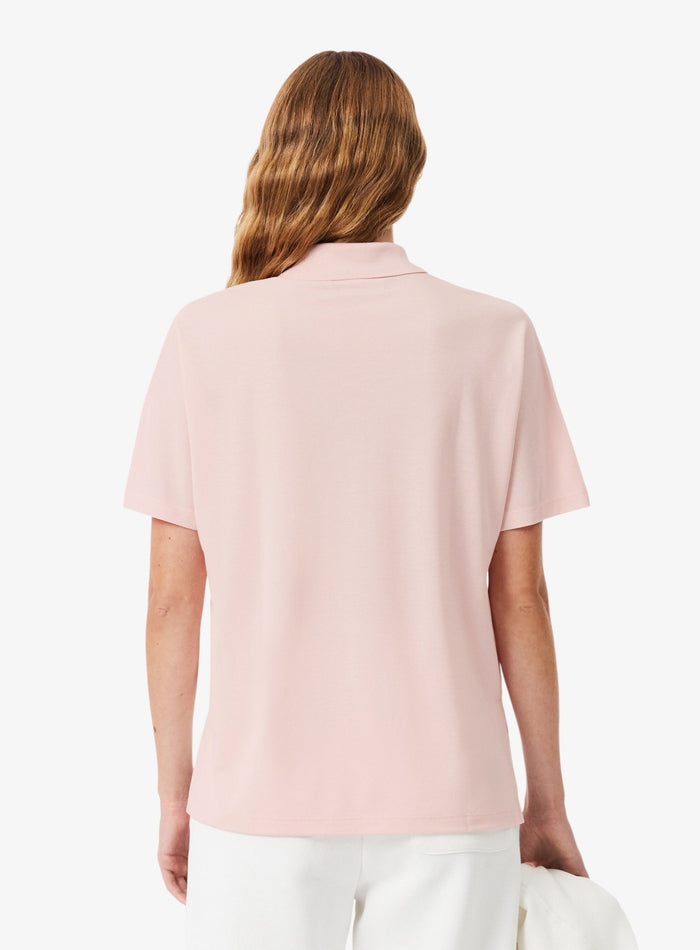 LACOSTE WOMEN Relaxed Fit Fluid Piqué Polo Shirt Light Pink - MAISONDEFASHION.COM