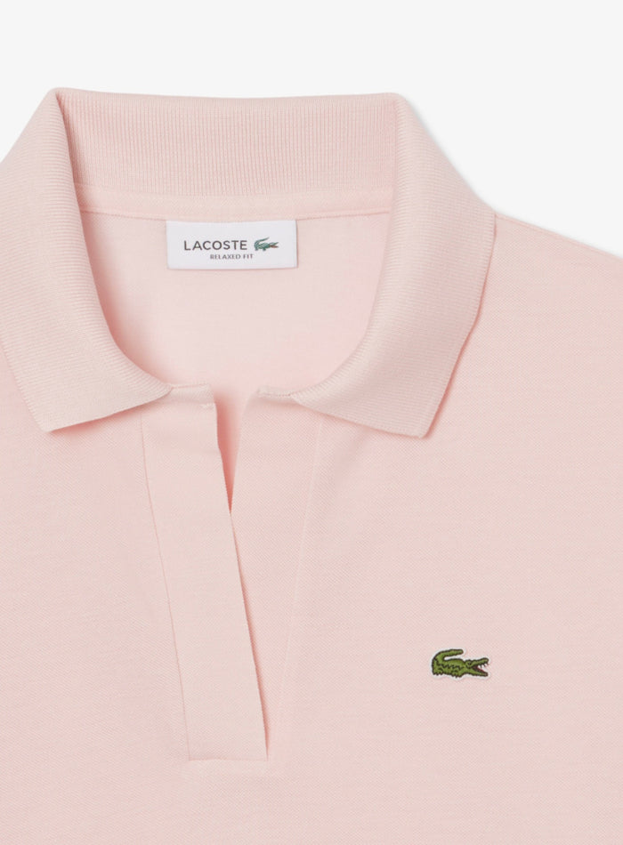 LACOSTE WOMEN Relaxed Fit Fluid Piqué Polo Shirt Light Pink - MAISONDEFASHION.COM