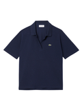 LACOSTE WOMEN Relaxed Fit Fluid Piqué Polo Shirt Midnight Blue - MAISONDEFASHION.COM