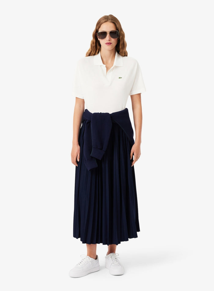 LACOSTE WOMEN Relaxed Fit Fluid Piqué Polo Shirt White - MAISONDEFASHION.COM