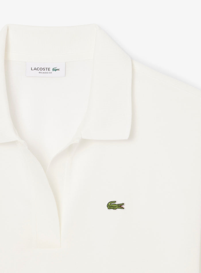 LACOSTE WOMEN Relaxed Fit Fluid Piqué Polo Shirt White - MAISONDEFASHION.COM