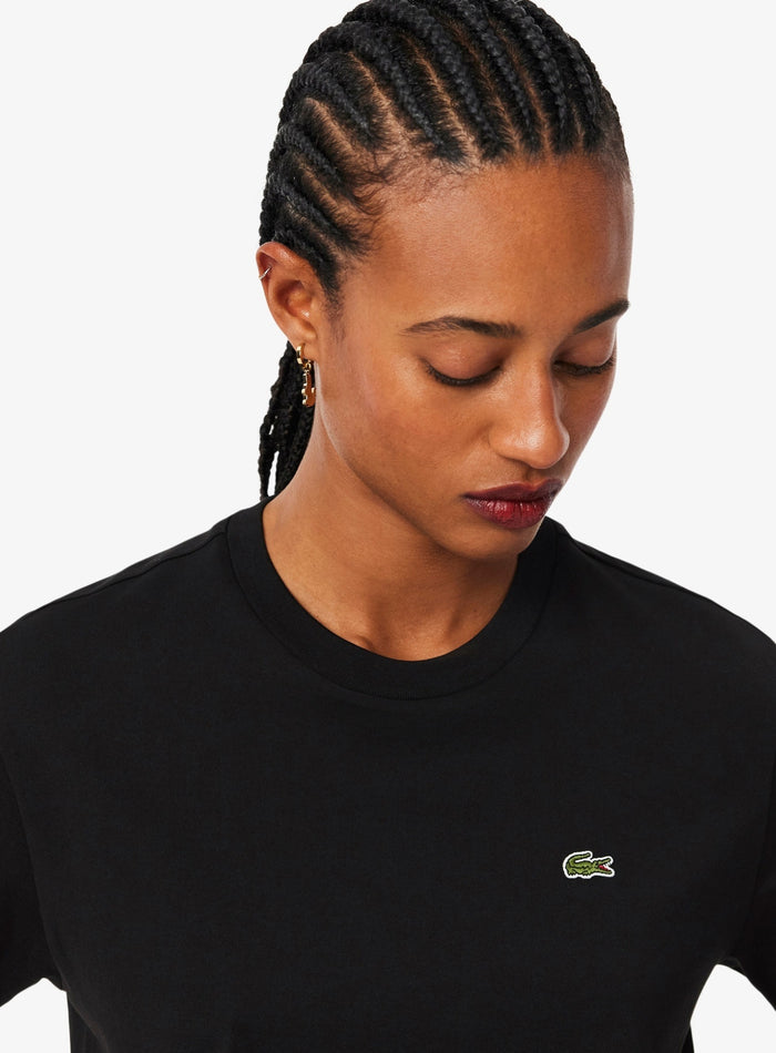 LACOSTE WOMEN Relaxed Fit Soft Cotton T-shirt Black - MAISONDEFASHION.COM
