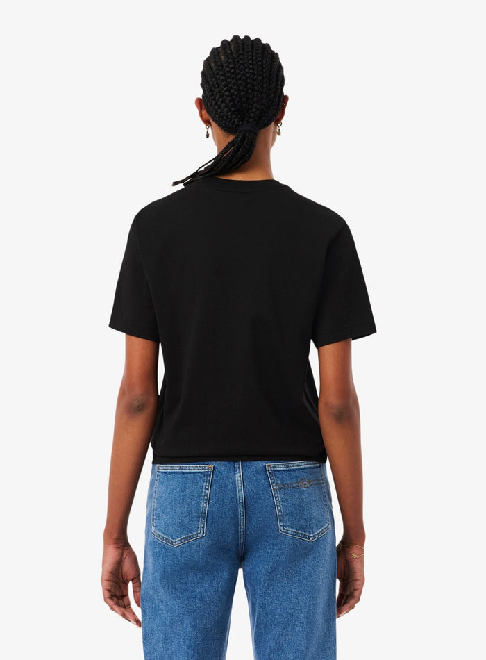 LACOSTE WOMEN Relaxed Fit Soft Cotton T-shirt Black - MAISONDEFASHION.COM