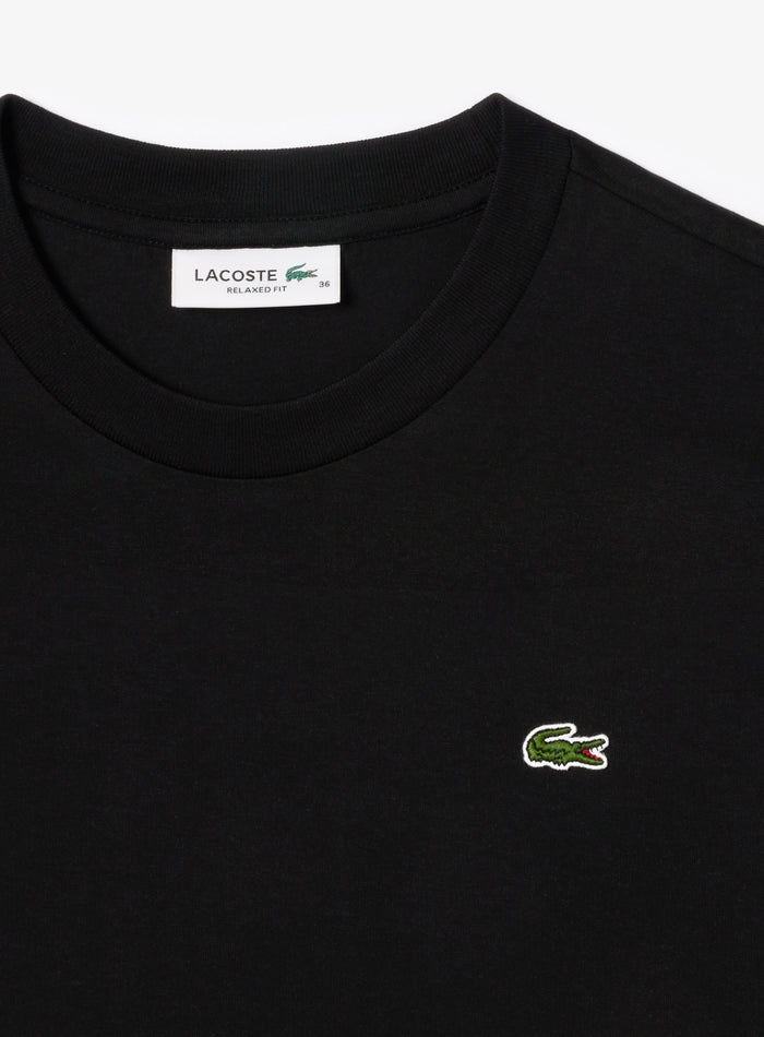 LACOSTE WOMEN Relaxed Fit Soft Cotton T-shirt Black - MAISONDEFASHION.COM