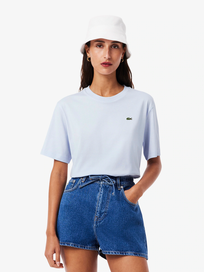 LACOSTE WOMEN Relaxed Fit Soft Cotton T-shirt Light Blue - MAISONDEFASHION.COM