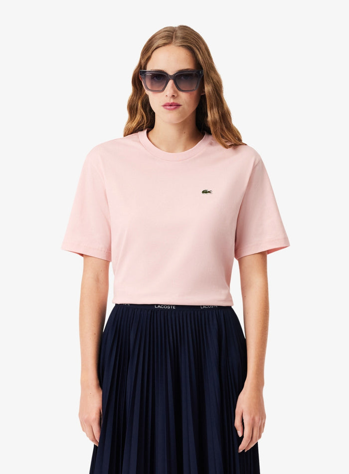 LACOSTE WOMEN Relaxed Fit Soft Cotton T-shirt Light Pink - MAISONDEFASHION.COM