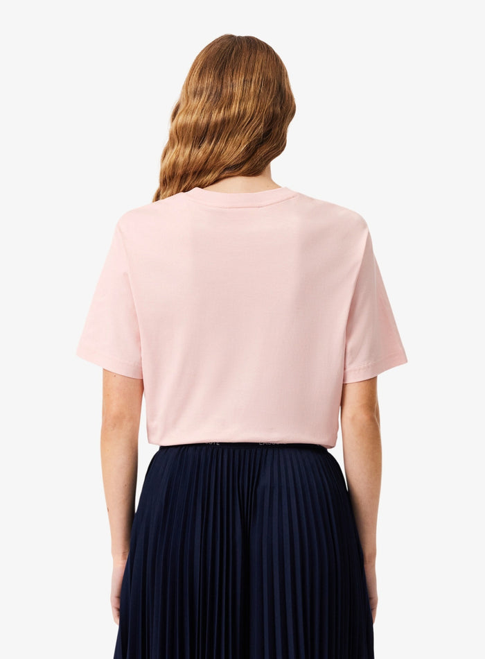 LACOSTE WOMEN Relaxed Fit Soft Cotton T-shirt Light Pink - MAISONDEFASHION.COM
