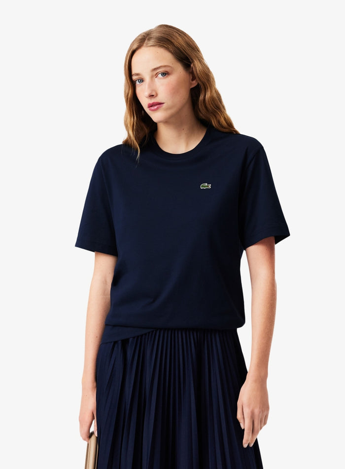 LACOSTE WOMEN Relaxed Fit Soft Cotton T-shirt Midnight Blue - MAISONDEFASHION.COM