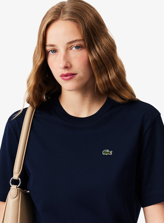 LACOSTE WOMEN Relaxed Fit Soft Cotton T-shirt Midnight Blue - MAISONDEFASHION.COM