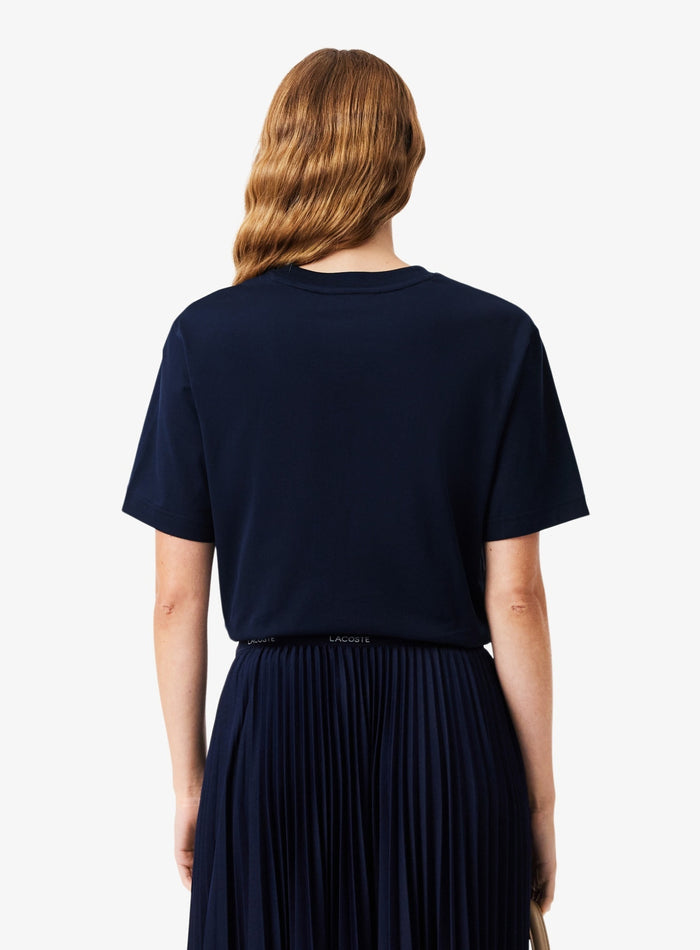 LACOSTE WOMEN Relaxed Fit Soft Cotton T-shirt Midnight Blue - MAISONDEFASHION.COM