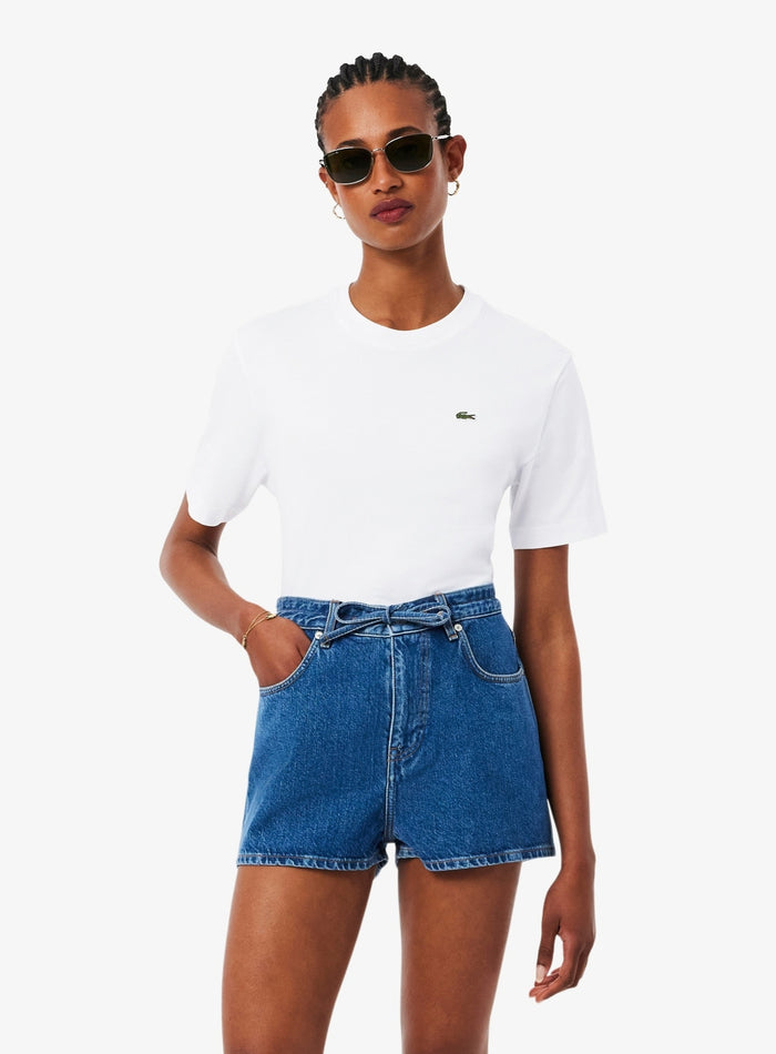 LACOSTE WOMEN Relaxed Fit Soft Cotton T-shirt White - MAISONDEFASHION.COM