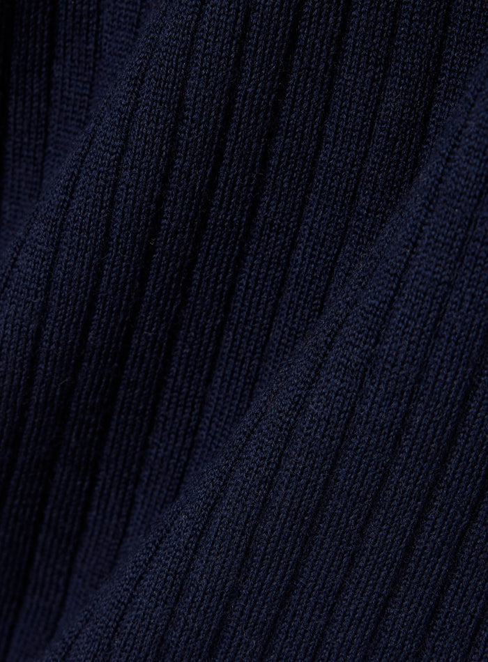LACOSTE WOMEN Rib Knit Merino Wool Cardigan Midnight Blue - MAISONDEFASHION.COM