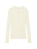 LACOSTE WOMEN Rib Knit Merino Wool Cardigan White - MAISONDEFASHION.COM