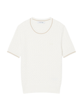 LACOSTE WOMEN Short Sleeved Cable Knit Sweater White