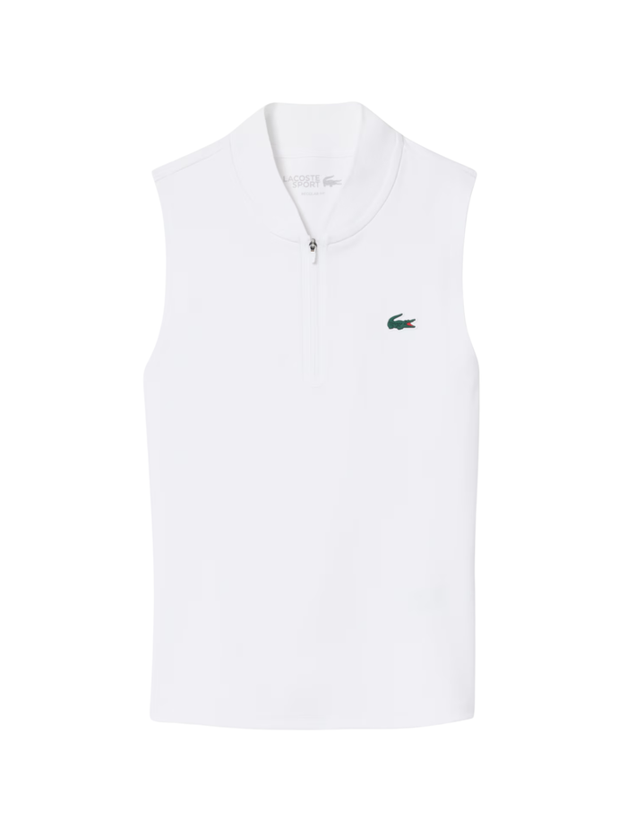 LACOSTE WOMEN Sleeveless Ultra Dry Stretch Tennis Polo Shirt White - MAISONDEFASHION.COM