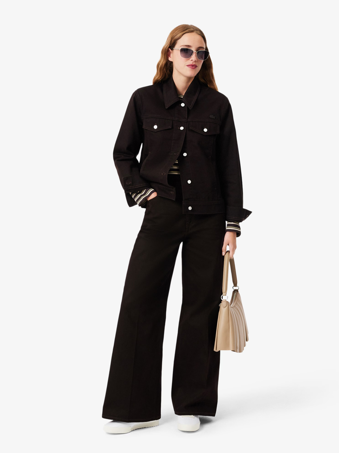LACOSTE WOMEN Slim Fit Buttoned Denim Jacket Brown - MAISONDEFASHION.COM