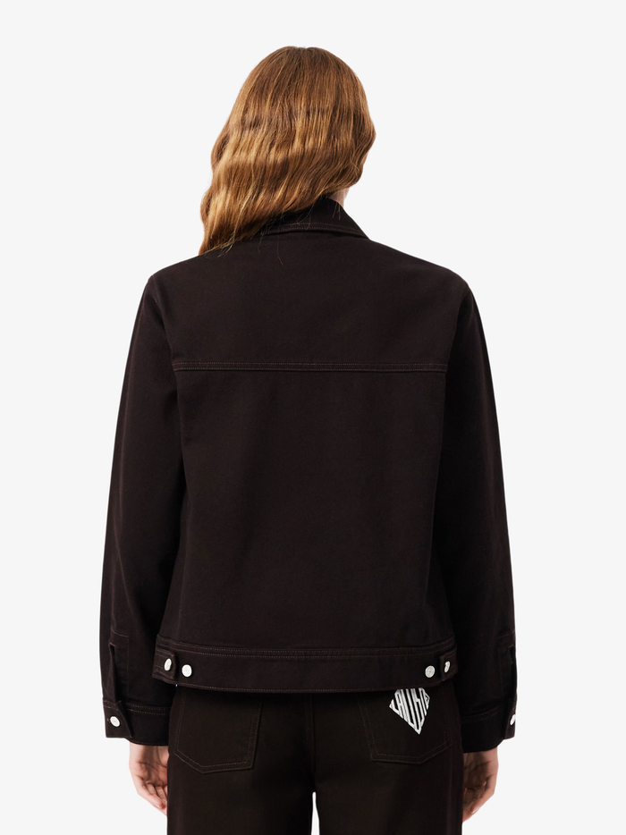 LACOSTE WOMEN Slim Fit Buttoned Denim Jacket Brown - MAISONDEFASHION.COM