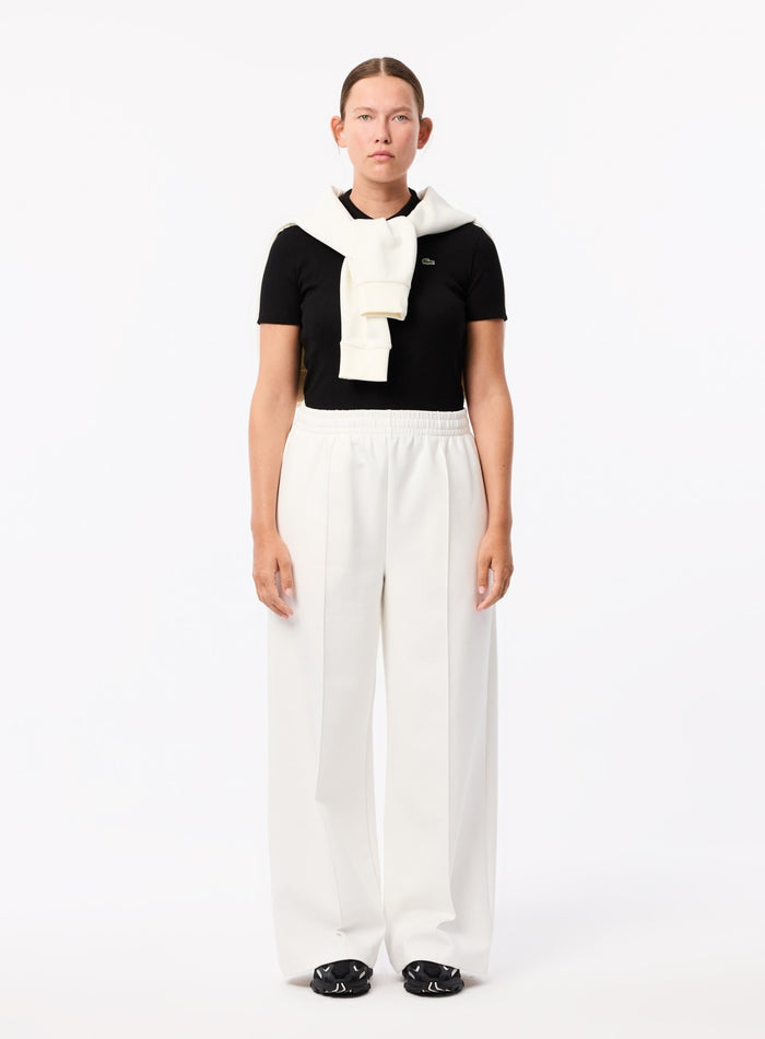 LACOSTE WOMEN Slim Fit L.12.D Ribbed Cotton Polo Shirt Black - MAISONDEFASHION.COM