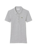 LACOSTE WOMEN Slim Fit L.12.D Ribbed Cotton Polo Shirt Light Grey - MAISONDEFASHION.COM