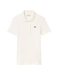 LACOSTE WOMEN Slim Fit L.12.D Ribbed Cotton Short Sleeves Polo Shirt White - MAISONDEFASHION.COM