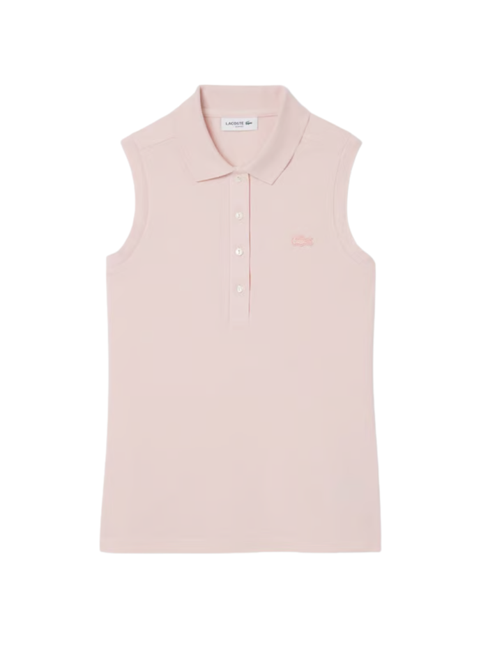 LACOSTE WOMEN Slim Fit L.12.D Sleeveless Stretch Polo Shirt Light Pink - MAISONDEFASHION.COM
