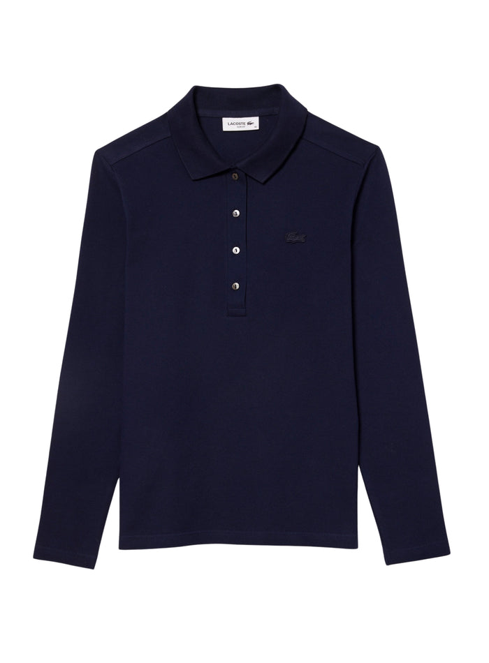 LACOSTE WOMEN Slim Fit L.12.D Stretch Piqué Polo Shirt Midnight Blue - MAISONDEFASHION.COM