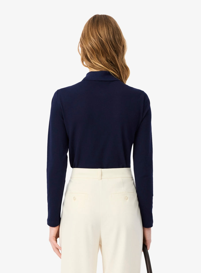 LACOSTE WOMEN Slim Fit L.12.D Stretch Piqué Polo Shirt Midnight Blue - MAISONDEFASHION.COM