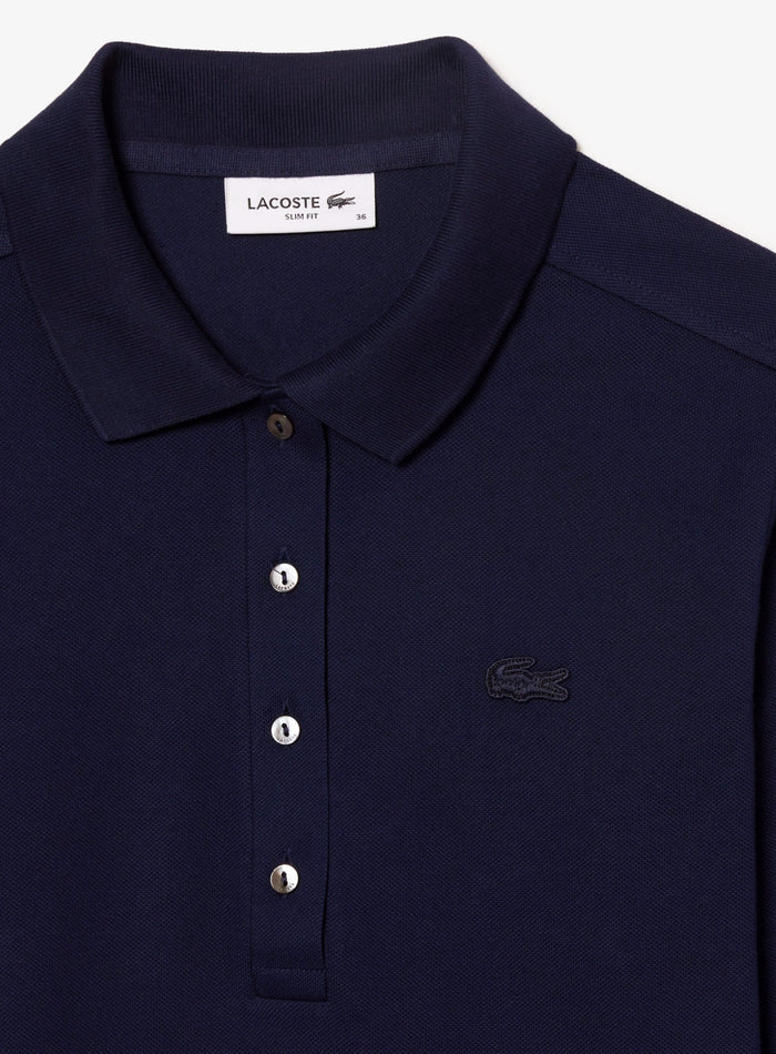 LACOSTE WOMEN Slim Fit L.12.D Stretch Piqué Polo Shirt Midnight Blue - MAISONDEFASHION.COM