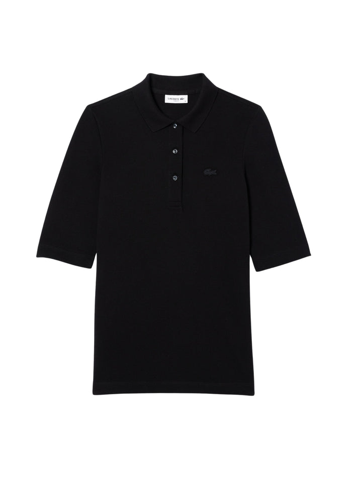 LACOSTE WOMEN Slim Fit L.12.D Three Quarter Sleeve Polo Shirt Black - MAISONDEFASHION.COM