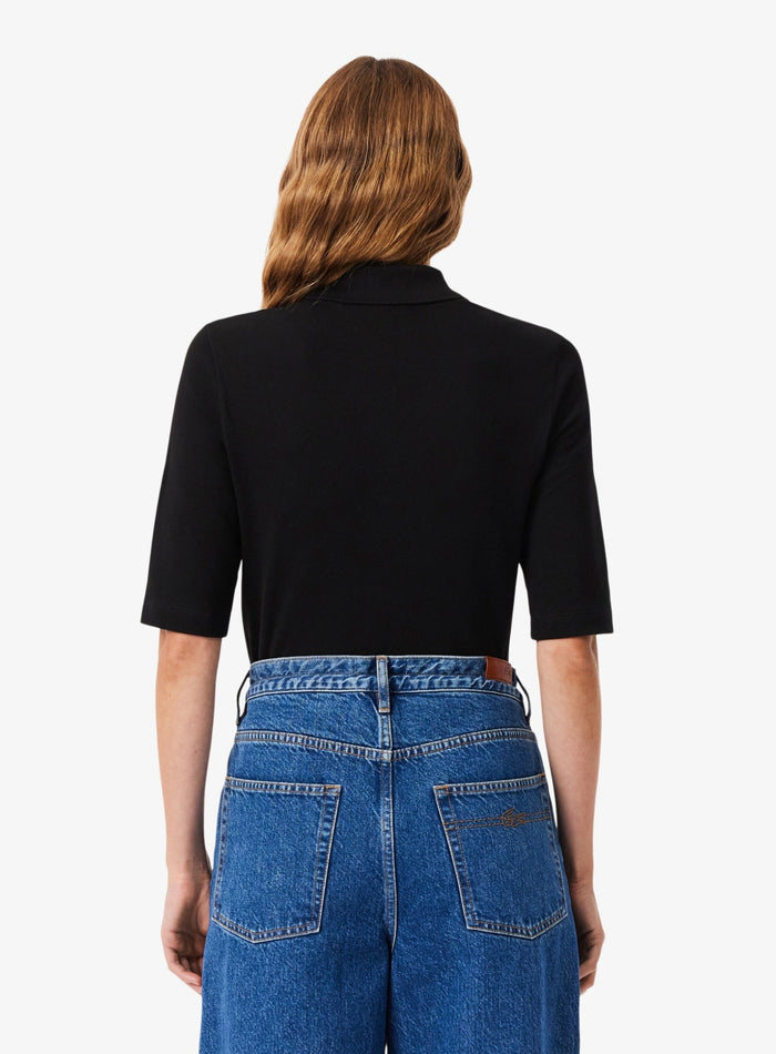LACOSTE WOMEN Slim Fit L.12.D Three Quarter Sleeve Polo Shirt Black - MAISONDEFASHION.COM